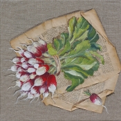 P-Grisard-radis-peinture-et-collage-de-papier-ancien